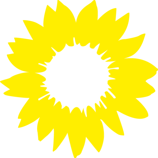 Logo von BÜNDNIS90/DIEGRÜNEN gelbe Sonnenblume auf transparentem Hintergrund